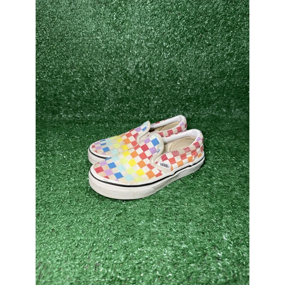 Vans Classic Slip On Checkerboard Multicolor Walking Shoe Toddler Kids‎ Size 12C